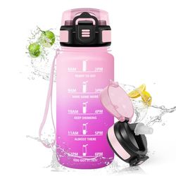 HoneyHolly Botella Agua, 500 ml con Pajita, Cantimplora, Prueba de Fugas, Botella Agua Niños Colegio, Libre de BPA, Cantimplora para Niños, Deporte, Running, Gimnasio, Bicicleta
