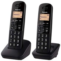 Panasonic KX-TGB612EB Cordless Landline Telephone, with Nuisance Call Blocker and Shock Resistant Handsets, Twin Pack - Black