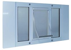 Ideale huisdierproducten aluminium sjerp venster huisdierdeur, verstelbaar om raambreedtes van 23 inch tot 28 inch, medium 7 inch x 11-1/4 inch klepmaat