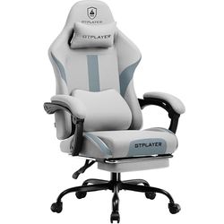 GTPLAYER Chaise Gaming, Chaise de Gamer, Chaise de Bureau Respirante en Tissu de Haute Qualité, Chaise PC Ergonomique, Chaise de Bureau Réglable et Pivotante avec Repose-Pieds, Gris