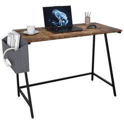 Vida Designs Brooklyn 112 cm klein computerbureau met opslag thuiskantoor schrijftafel moderne industriële stijl werkstation (donker hout)