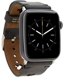 Burkley Cinturino di ricambio in pelle per Apple Watch da 38/40 mm e 42/44 mm, stile vintage, compatibile con tutti gli Apple Watch, realizzato a mano (42/44 mm, nero – BA9)