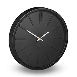 Relaxdays Wall Clock, Classic Round Shape, Modern Look, Analogue, Ticking, for Kitchen, Living Room, Study, Ø35cm, Black