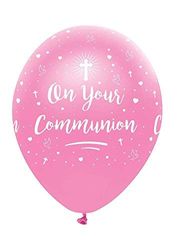 Creative Party Holy Communion Balloons, 6 Pink Balloons, Communion Party Balloons, Communion Party Decorations, Latex Balloons RB306,30cm (12")