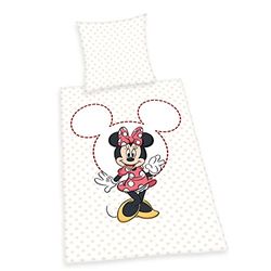 Herding Juego de Ropa de Cama Minnie Mouse de Disney, Funda de Almohada de 80 x 80 cm, Funda nórdica de 135 x 200 cm, con Cremallera Lisa, algodón