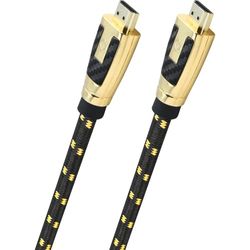 Oehlbach Carb Connect HDMI 2.1 Ultra High End Kabel 8K 60Hz 4K 120 Hz hyperkristallin koppar (HPOCC) 4-vägs skärmad separat inre ledare 24k guldkontakt tygrock och metallplugg – 5 m