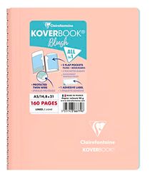 Clairefontaine 366779C Un Cahier à Spirale Koverbook Blush Corail - A5 14,8x21 cm - 160 Pages Lignées - Papier Blanc 90 g - Couverture Polypro Enveloppante