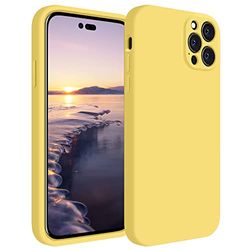 iPhone 14 Pro Case, Liquid Silicone Dust Cover, iPhone 14 Pro Case, iPhone 14 Pro Case, iPhone 14 Pro Case, iPhone 14 Pro Case with Anti-Scratch Microfiber Lining, Yellow