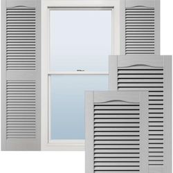 Ekena Millwork Lifetime Vinyl LL1S14X03900PG Standard Cathedral Top Center Mullion Volets en vinyle à persiennes ouvertes, avec verrous de volet d'installation et vis assorties (par paire), 36,6 x