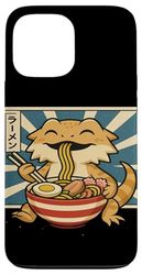 Kawaii Giapponese Pogona Rettile Mangiare Ramen Drago Barbuto Custodia per iPhone 13 Pro Max