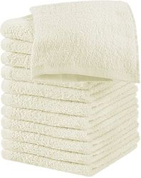 Utopia Towels Cotton Washcloths Set - 100% Ring Spun Cotton, Premium Quality Flannel Face Cloths, Highly Absorbent and Soft Feel Fingertip Towels (12 Pack, Ivory)