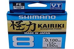 Shimano Kairiki 8, 150 Meter, Gris Claro, 0.160 mm/10.3 kg, Línea de Pesca Trenzada, 59Wpla58R13