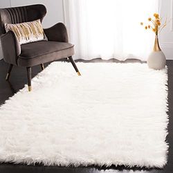 Safavieh Tapis Moderne pour Salon, Salle à Manger, Chambre à Coucher - Collection Fausse Fourrure - Poils Longs - Ivoire - 152 x 244 cm
