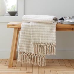Catherine Lansfield Stripe Chenille 130x170cm Deken Sierdeken Naturel