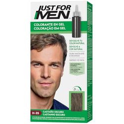 Just For Men Colorante en Gel, Tinte Pelo Hombre, Cubre Solo Las Canas, Restaurando El Color Original Para Una Apariencia Natural, Color Moreno, H35