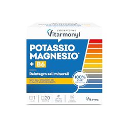 Potassio e Magnesio | Contro Stanchezza e Affaticamento | Contro Crampi Muscolari | Recupero Post Allenamento | 20 Bustine | Gusto Arancia e Limone | Vitarmonyl