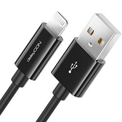 deleyCON 1m Lightning 8 Pin USB Cable de Carga Cable de Datos Certificado MFI para Apple iPhone 14 Pro Max 14 Pro 14 Plus 14 SE 13 Pro Max 13 Pro 13 Mini 12 Pro Max 12 Pro 12 Mini - Negro