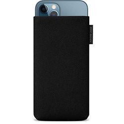 Adore June Classic Recycled Negro Funda Compatible con iPhone 13 / iPhone 13 Pro/iPhone 12 / iPhone 12 Pro, Tejido de R-PES Moderno Sostenible. Hecho en Europa