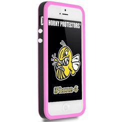 Horny Protectors Bumper för Apple iPhone 4 svart/rosa med metallknapp