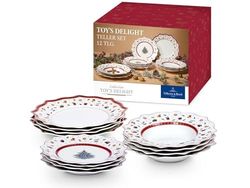 Villeroy & Boch – Toy'S Delight middagsservis jul 12 delar, jultallrikssats, julservis 4 personer, mattallrikar, sopptallrikar, frukosttallrik, porslin