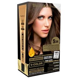 Thader Th Pharma Kit colorante senza ammoniaca per un piacevole odore con Liquid Gold, Colore 5.34 Castano chiaro dorato Ramato