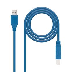 Brightium Cable USB 3.0 para impresoras, tipo A/M-B/M, longitud de 2.0 m, color azul, ideal para transferir datos y conectar dispositivos.