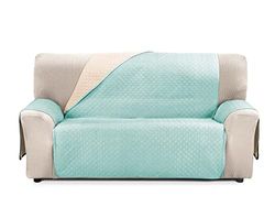 CARDENAL TEXTIL Rubí Couvre Sofa Bicolore Réversible, Polyester, Aigue-Marine, Écru 4 Places
