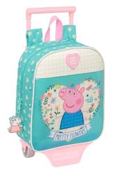 safta PEPPA Pig Pretty Flowers - Sac à dos de crèche avec chariot, idéal pour les enfants de différents âges, confortable et polyvalent, qualité et résistance, 22 x 10 x 27 cm, Menthe/Jaune pastel,