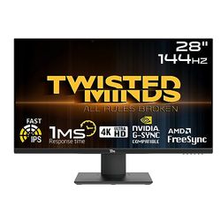 Twisted Minds Monitor da gioco Fast IPS Display 28’’ - Risoluzione 3840 x 2160 FHD, frequenza aggiornamento 144 Hz, rapporto d’aspetto 16:9, tempo di risposta 1ms - Nero (TM28EUI)