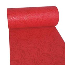 Dekolor Table Runner Table Decoration Unique Roses Design (Waterproof, Lotus Effect, Velvety Surface, 5 m Roll, 30 cm Width, 100% Nylon), Red