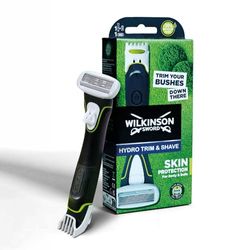 Wilkinson - Hydro Trimmer - Body &Balls - Maquinilla de afeitar eléctrica 2 en 1 para hombres - Recortadora con 3 ajustes - Cabezal de 5 cuchillas con gel de aloe vera