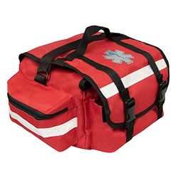 Primacare Förstahjälpen-väska för trauma, professionellt set med flera fack, väska för medicinska nödtillbehör, röd, 43,2 x 22,9 x 17,8 cm, KB-RO74-R