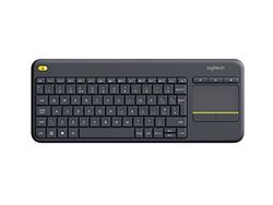 Logitech K400 Plus Tastiera Wireless Touch TV, Facili Controlli Multimediali e Touchpad Integrato, Layout Inglese QWERTY - Nero