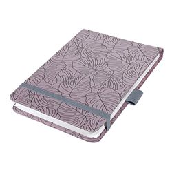 SIGEL JN352 Jolie Notepad, Lilac Monstera, dotted (dot grid), 11 x 15,8 cm, hardcover, 158 pages, purple, Black