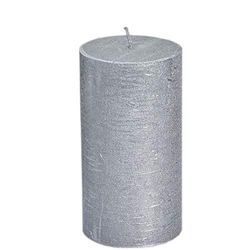 Spaas Unscented Festive Pillar Candle 70/130 mm, 60 Hours, Silver