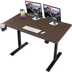 Bureau in hoogte verstelbaar elektrisch 110 x 60 x (73-113) cm, in hoogte verstelbaar bureau, ergonomische staande zittafel, computertafel, in hoogte verstelbaar, bruin