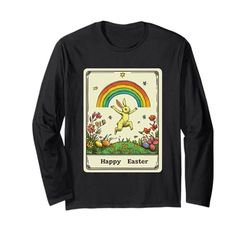 Happy Easter Bunny Arcobaleno Card Art Maglia a Manica