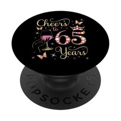 Saludos a 65 años, 65 cumpleaños de la reina, cumpleaños de 65 años PopSockets PopGrip Adhesivo