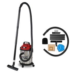 Einhell Aspirateur eaux et poussières TC-VC 1540 S (900 W, capacité d’aspiration de 180 mbar, cuve en inox de 15 l, roulettes, supports d’accessoires, avec divers filtres et accessoires)