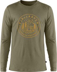 Fjallraven Abisko Wool Tältplats LS M, Maglietta Uomo, Verde (Oliva Chiaro)