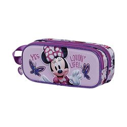 Minnie Mouse Botertegel-3D dubbele etui, lila, lila, 3d dubbele pennenetui Butterflies