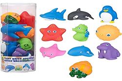 Motorola Nursery 10 DIVERTIDO DE COLORES BAÑO LANZADOR DE AGUA ANIMALES JUGUETES incluye ACOLCHADO PEZ BALLENA RAY SHARK