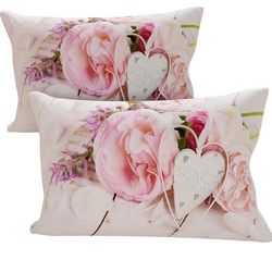 PETTI Artigiani Italiani - Coppia di Federe Cuscino 50x80 cm in Microfibra, Cuscini Arredo Camera da Letto, Divano, Salotto, Set 2 Fodere Copricuscino, Federa Country Chic, 100% Made in Italy