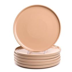 LEONARDO HOME Roma 027264 Lot de 6 assiettes plates, Ø 27 cm, passent au micro-ondes et au lave-vaisselle, empilables, en céramique pour 6 personnes, en faïence avec surface émaillée, abricot