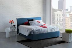 Talamo Italia - Lit double Bonella, Lit coffre avec revêtement en tissu, 100% Made in Italy, Ouverture frontale, adapté pour matelas 160x200 cm, Bleu