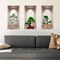 Adhesivo decorativo 3D para pared, efecto 3D bonsáis japonés, adhesivo decorativo para pared, habitación de adulto, adhesivo de pared 3D, decoración de salón, pegatinas de pared