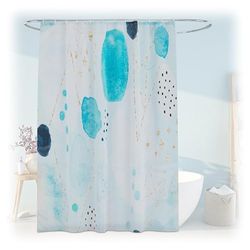 Relaxdays Cortina de Ducha Estampado, de Baño, 180 x 200 cm, Antimoho, Lavable, 12 Anillas, para Bañera, Multicolor, Poliéster