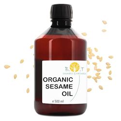 B.O.T Cosmetic & Wellness - Aceite de Sésamo Orgánico Prensado en Frío, Uso Cosmético, Masajes Ayurvédicos, Desmaquillante Natural, Tratamiento Capilar, DIY, Neutro, 500 ml