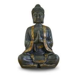 Zen' Light grande estátua Buda mediação, resina, Bonze, 37,5 x 15 x 24 cm