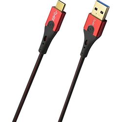 Oehlbach USB evolución C3 – Cable de Datos y Carga USB 3.0 USB-A 3.1 USB-C – Negro/Rojo – 2 m